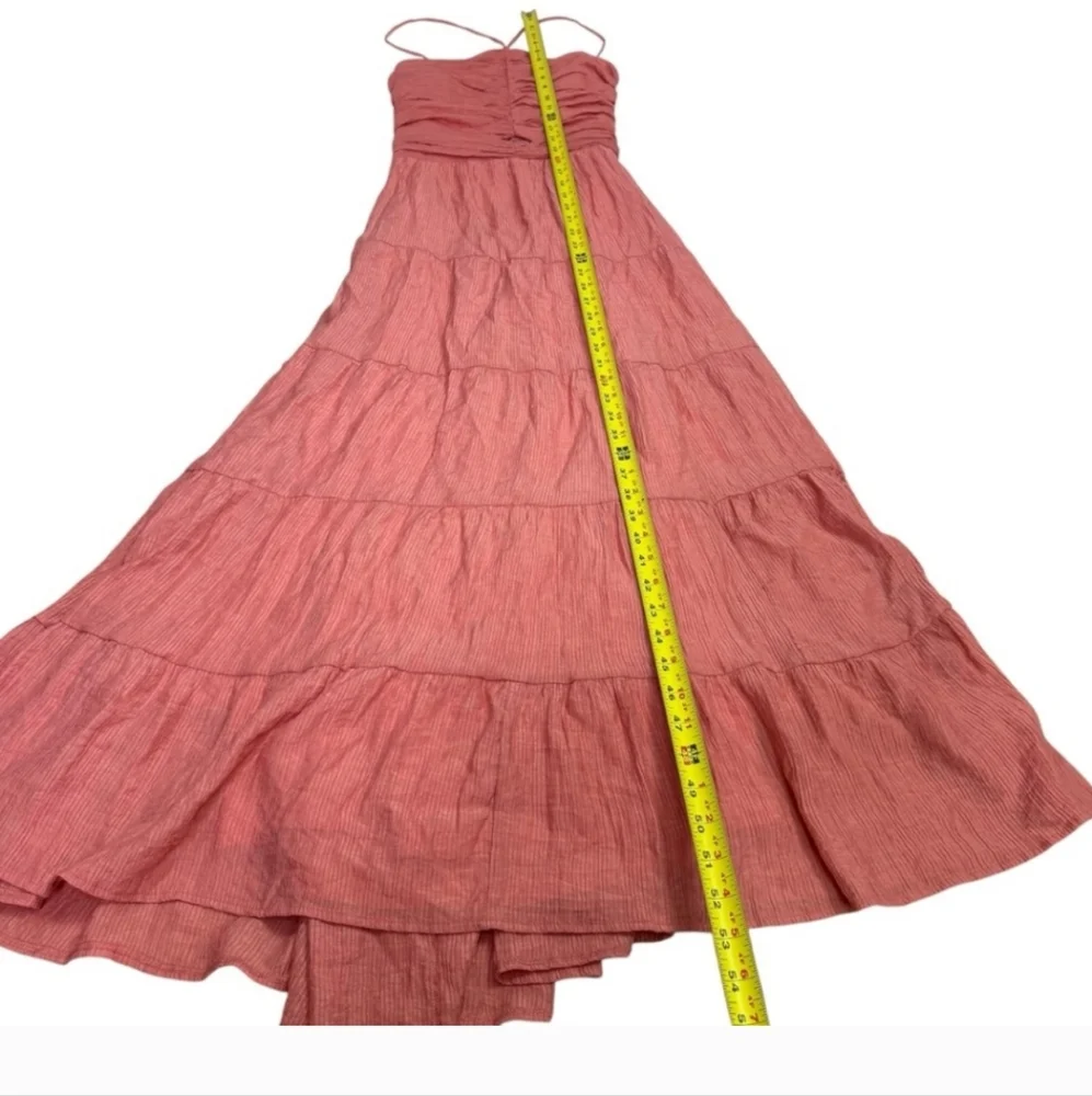 LULUS Effortless Sweetness Rusty Rose Ruched Lace-Up Tiered Midi Dress Sz XL - Picture 8 of 14